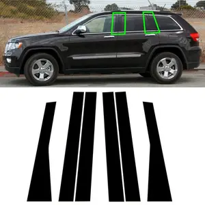 for Jeep Grand Cherokee 2011-2021, 6pcs Car Glossy Black Pillar Posts Door Window Trim Cover Decorative Panel, Universal Automotive Accessories