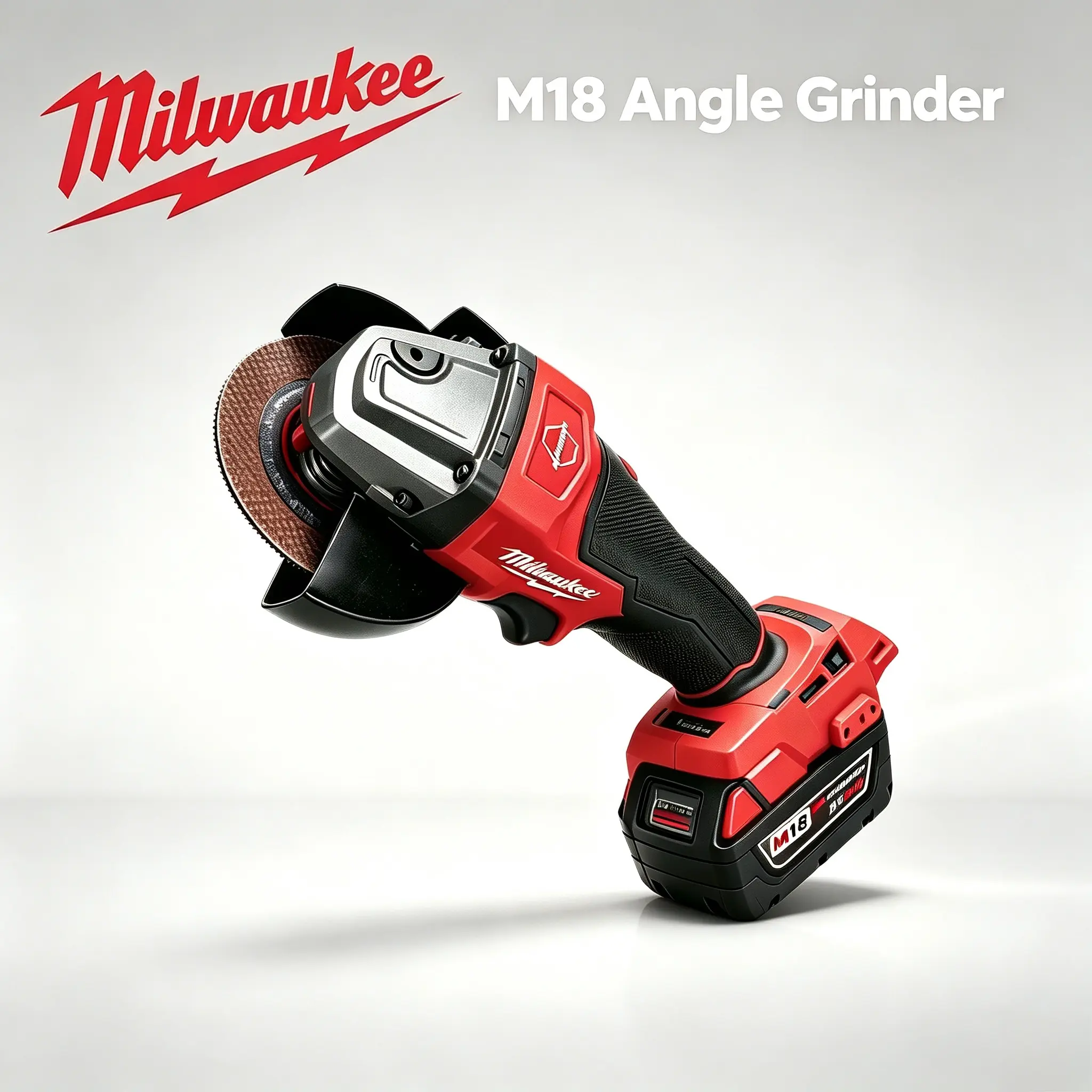 Milwaukee M18 Cordless Angle Grinder, 125mm Grinding Wheel, M10/M14 Spindle Thread, 9,500 RPM No-Load Speed, Includes 6.0Ah Lithium-Ion Battery and Charger, Power Tool for Metal Cutting, Surface Polishing, Construction, and Workshop Projects Brushless