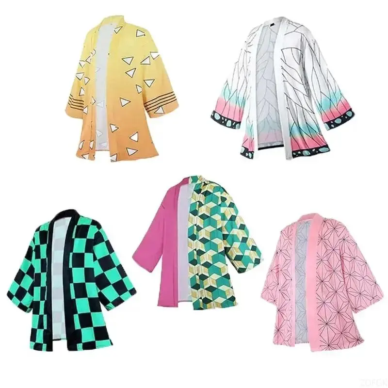 Anime Devil Killer Cosplay Costumes for Men and Women in Summer Pink Kimono