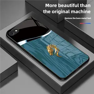 Tempered Glass Case for iPhone 16, 15, 14, 13, 12, 11 Pro Max, Mini, Plus with Totem Dragon Head Wood Grain - Fashionable and Simple, Durable and Scratch-Resistant Protection