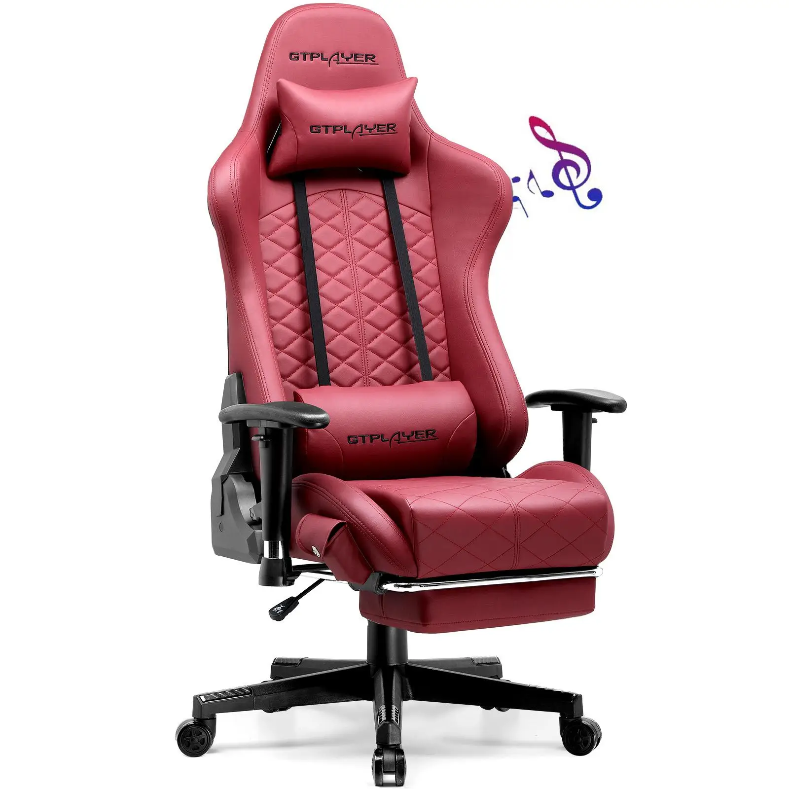 GTPLAYER Gaming Chair with Bluetooth Speakers, High Back Ergonomic Office Chair with Lumbar Support, Height Adjustable Game Chair Comfortable Modern D