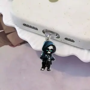 Cute Skull Acrylic Phone Dust Plug, Compatible with iPhone Type-C Android Connectors, Perfect Holiday Gift, Mobile Care Accessory, Cellphone Accessories