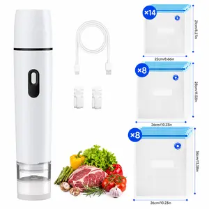 Compact Vacuum Sealer for Food - Powerful Handheld Vacuum Sealer with 30 BPA-Free Reusable Bags and 3 Clips, Rechargeable Cordless Sealer with Detachable Moisture Tank for Meal Prep, Freezer & Travel
