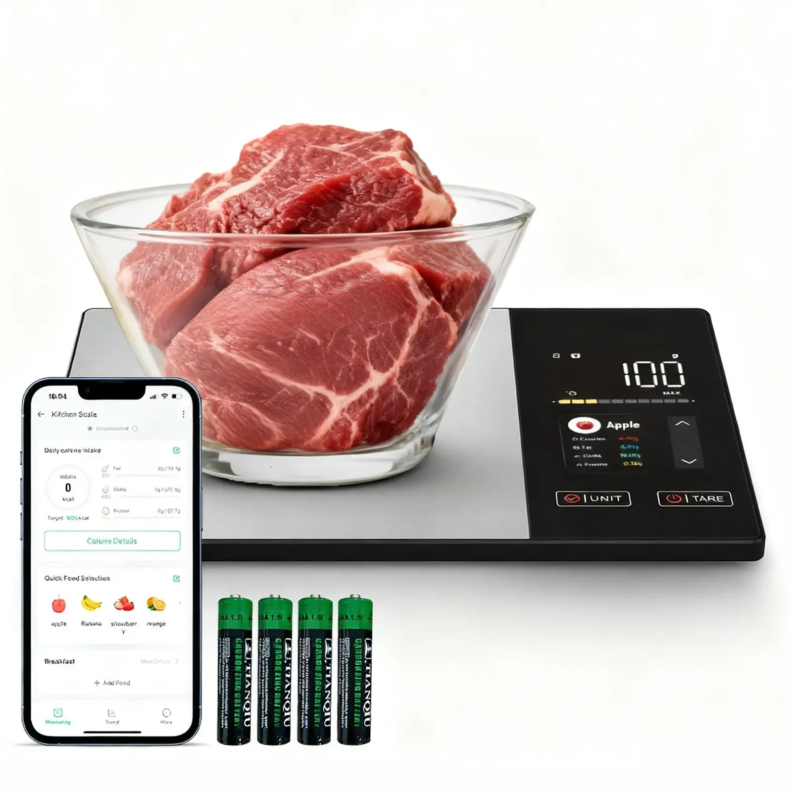 Smart Digital Kitchen Food Scale with Display, Auto Generate Daily Diet Data Reports, Precision Weighing Scale for Meal Prep Cooking Ingredient Measuring,back to school,back to school haul