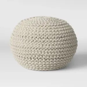 Cloverly Chunky Knit Pouf Cream - Threshold