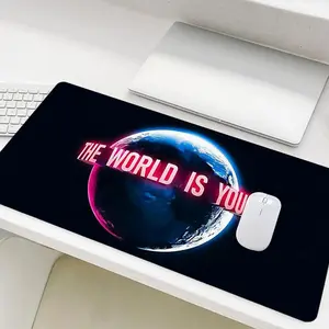 Earth & Letter Pattern Mouse Pad, Rectangle Gaming Mouse Pad, Non-Slip Mousepad, Office Desk Keyboard Mouse Mat for Home Office Game Room Desk Lettering