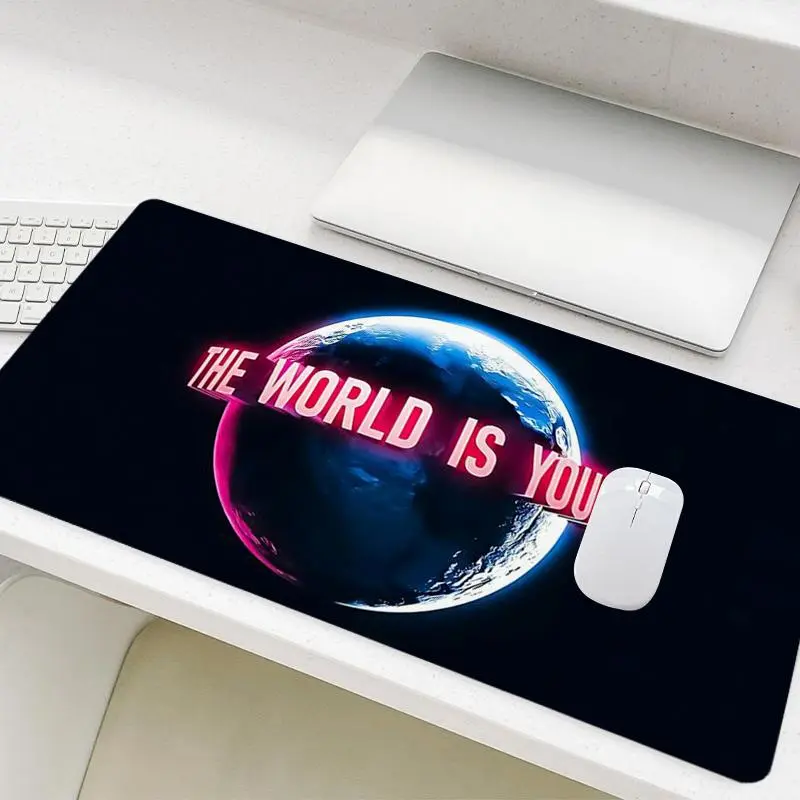 Earth & Letter Pattern Mouse Pad, Rectangle Gaming Mouse Pad, Non-Slip Mousepad, Office Desk Keyboard Mouse Mat for Home Office Game Room Desk Lettering, Computer Mouse Pad