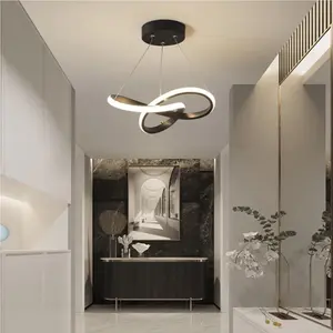 LED Pendant Light, creative clover line design, available in black/gold/white, 24CM - warm light, suitable for corridors, entryways, studies and bedrooms, indoor home lighting pendant.