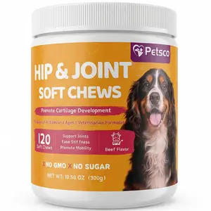 Petsco Chondroitin Soft Chews for Dogs Natural Joint Health Supplements with MSM Glucosamine & Chondroitin Sulfate 120 Soft Chews Beef Flavor