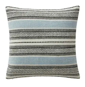 Blue Yarn Dye Stripe Decorative Pillow Cover, 18 x 18, 1 Piece