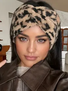 Elegant Vintage Leopard Print Knotted Headband for Women, Thick Warm Winter Hair Band, Soft Fabric, Ideal for Gym, Outdoor, Holiday Gifts, Headbands for Women, Chic headbands