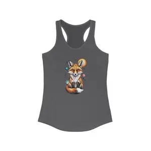 Colorful Fox Racerback Tank, Summer Workout Top, Animal Art Tee, Gift for Nature Lovers, Unique Gym Shirt
