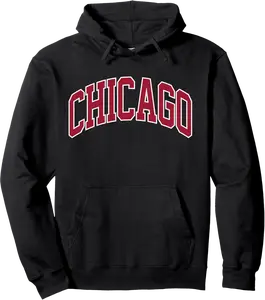 Retro Chicago Throwback Classic Chicago Men Women Red White Pullover Hoodie - Rubencordov Shop 56B0DNTRH8FB