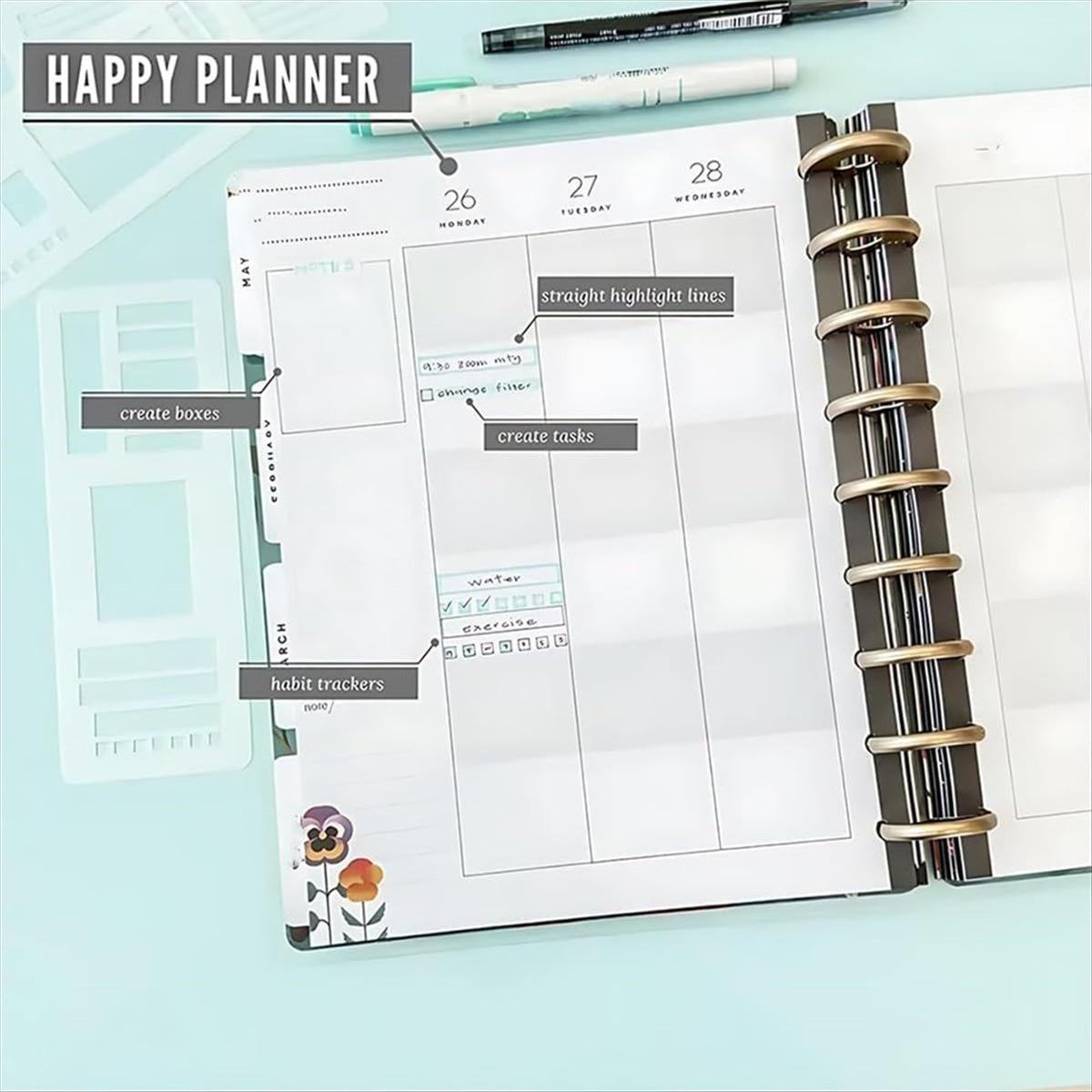 9 Pack Handmade Flexible Record Template, Planner Stencils Set Reusable Drawing & Lettering Templates for DIY Craft 9 Pack Handmade Flexible Record Template, Planner Stencils Set Reusable Drawing & Lettering Templates for DIY Craft