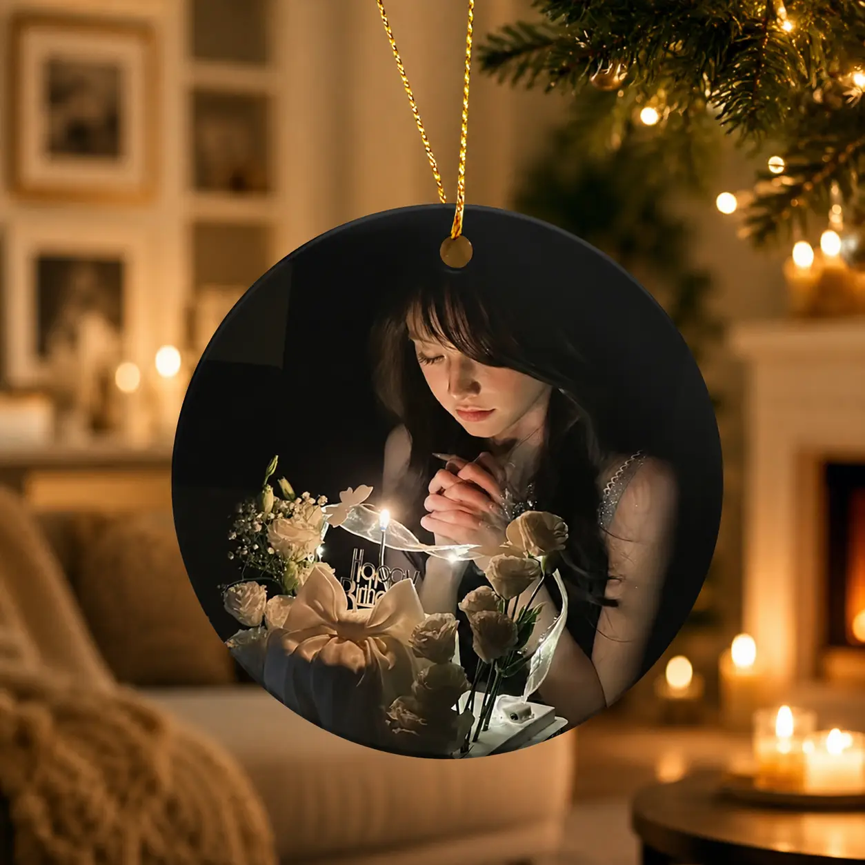 Unique Glam Custom Round Ceramic Pendants - Customizable Patterns - Home Decor Hanging Supplies for Indoor Decoration, Birthday Gifts