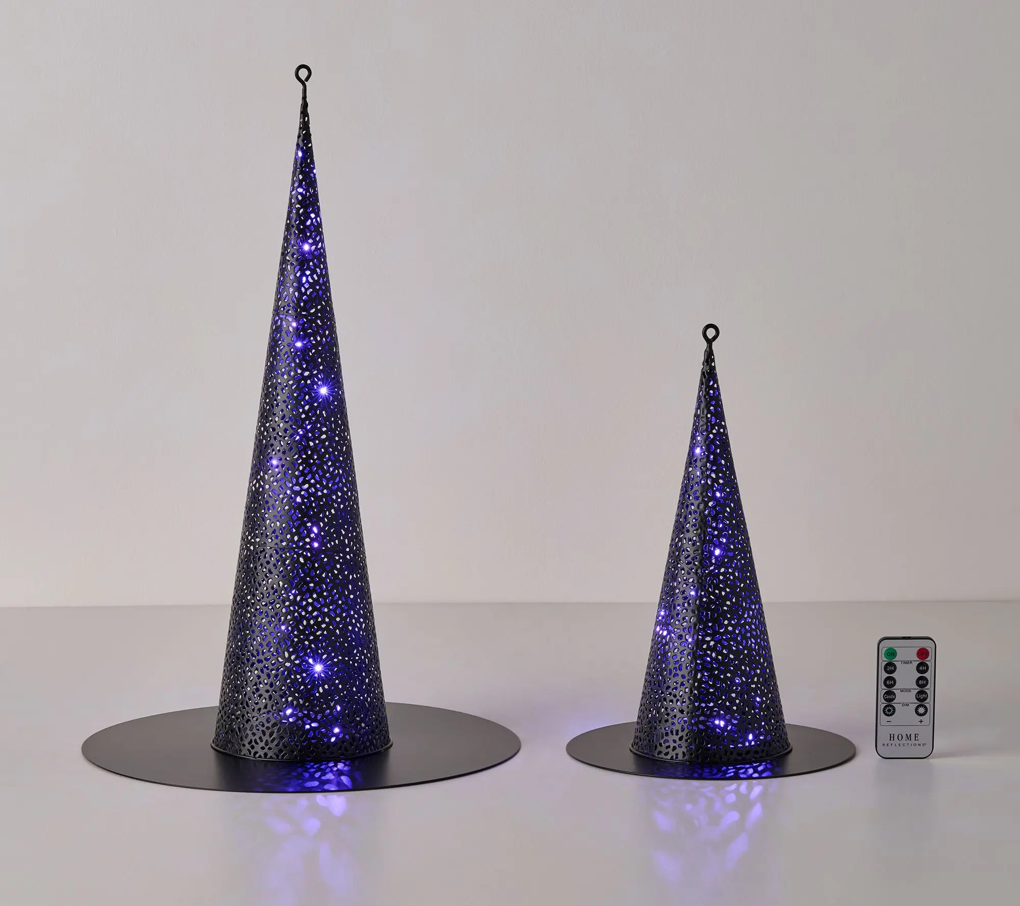 Home Reflections Set of 2 Witch Hat Lanterns with Remote