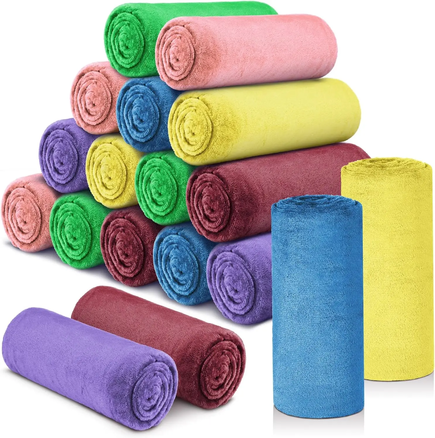 18 count Fleece Blankets Bulk for Wedding 50 x 60 Inch Soft Lightweight Flannel Throw Blankets Bulk for Wedding Guests  Outdoor Couch Sofa Bed Gifts(Multi Colors)