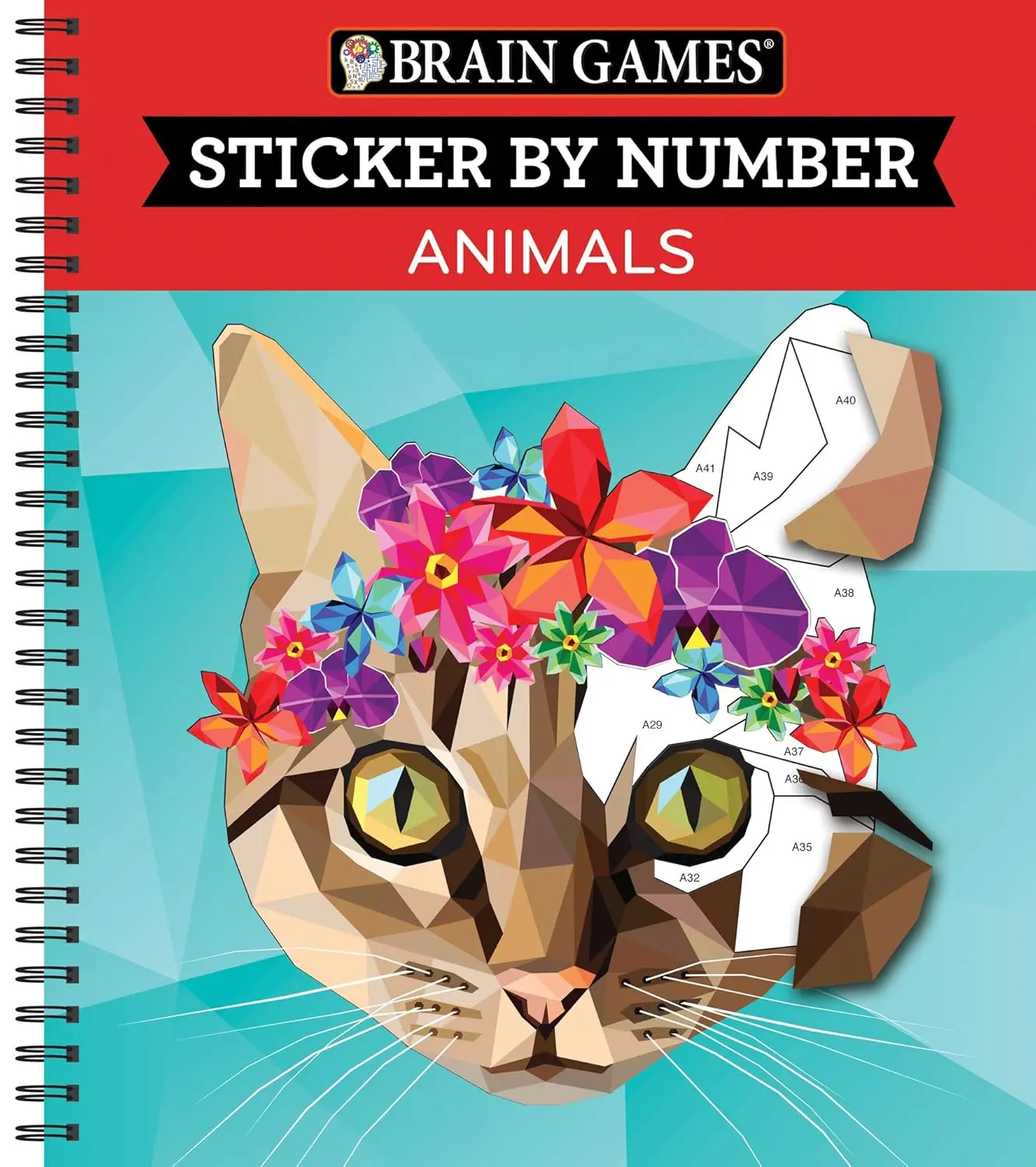 Sticker by Number Brain Games Book - Animal-Themed Art Activity Book with 28 Sticker Images for Crafts & DIY Hobbies, Stickers