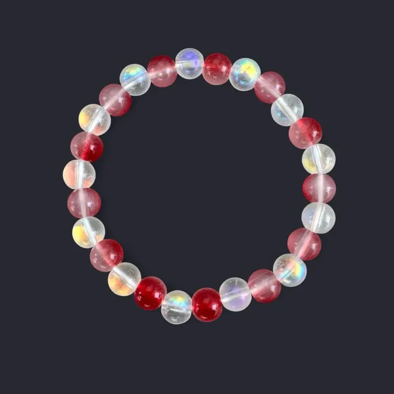 Raspberry Glass Bead Bracelet