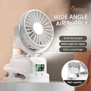 Portable Clip-On Misting Fan with LED Display, 4-Speed Rechargeable Mini Desk Fan, USB Type-C, Speed Adjustable Fan, for Home, Office, Baby Stroller, Outdoor