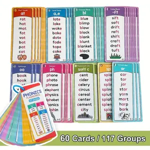 English Natural Phonics Learning Cards for Kids, Portable Memory Flashcards, Reading Rules Teaching Aids, Educational Tools