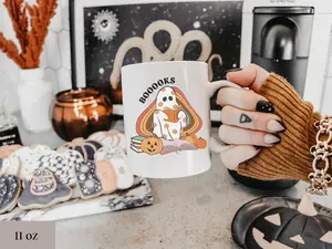 [Sale off up to 50%] Ghosts BOOOKS Halloween Mug 11oz 15oz, Ghost Reading Book, Bookish Halloween Coffee Mug, Cute Ghost Mug, Book lover Gift, Bookish Coffee Cup