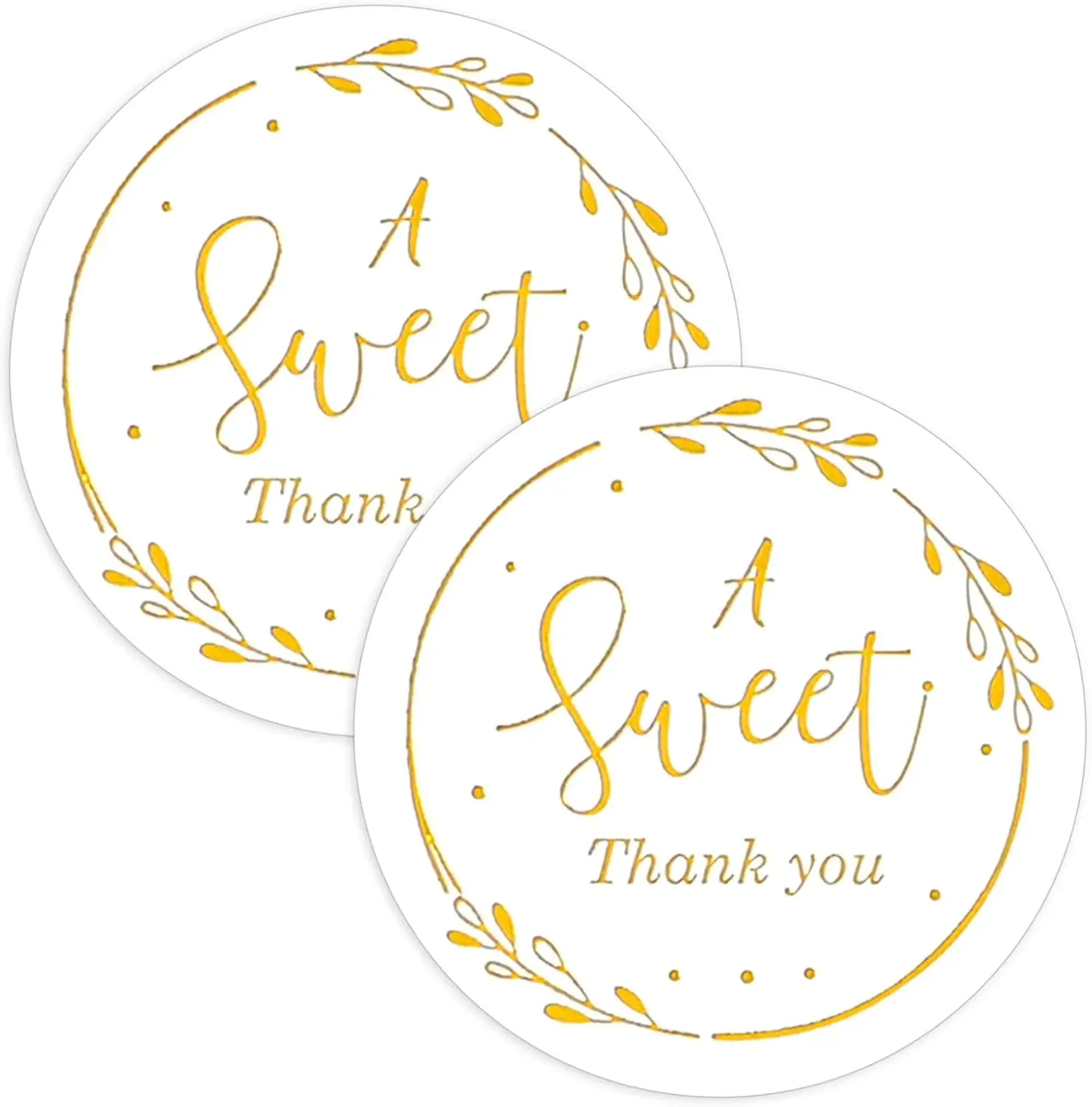 2-Inch Self-Adhesive Gold Foil Thank You Labels, 120 Pcs Customizable Office Stationery for Baby Shower Gift Labeling, Customize Packaging to Enhance Packaging Presentation