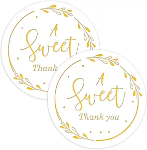 2 in Self-Adhesive Personalized Thank You Gold Foil Labels, 120 Pcs Office Stationery for Small Gift Envelopes & Packaging