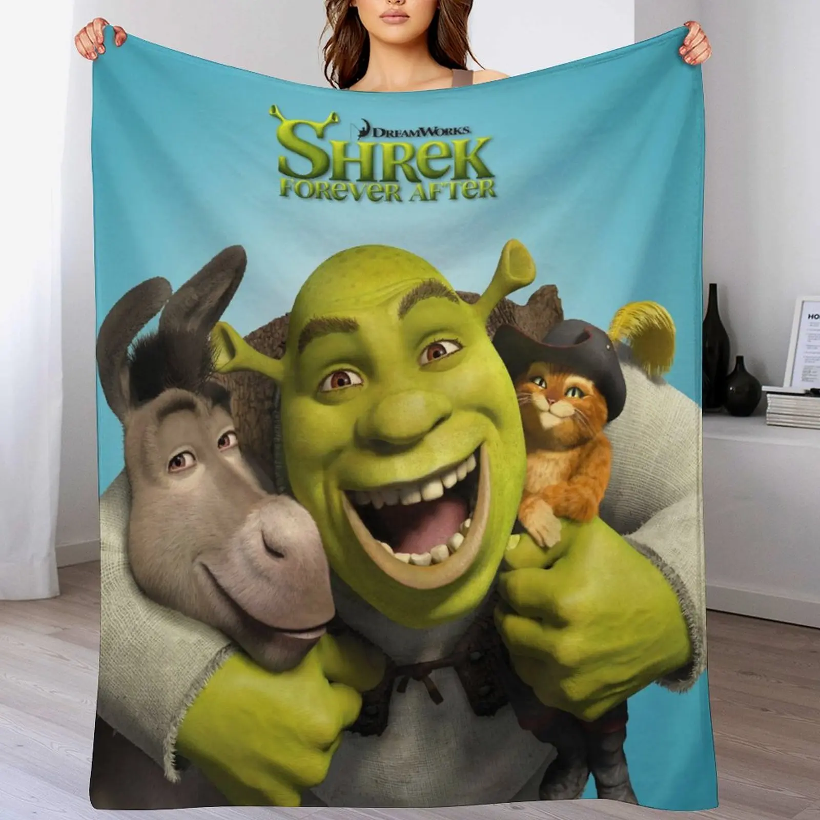 Ultra Soft Anime Shrek Flannel Throw Blanket Shrink Resistant Machine Washable Cozy Bedding All Season Gift Couch Movie Night Essentials