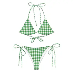 Green Gingham Eco Friendly string bikini
