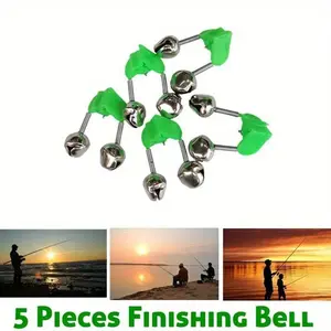 5 Pieces Plastic Fishing Bells Clips Fishing Rod Alarm Bite Alarms Ring Green ABS Fishing Accessory Outdoor Metal Fishing Equipment