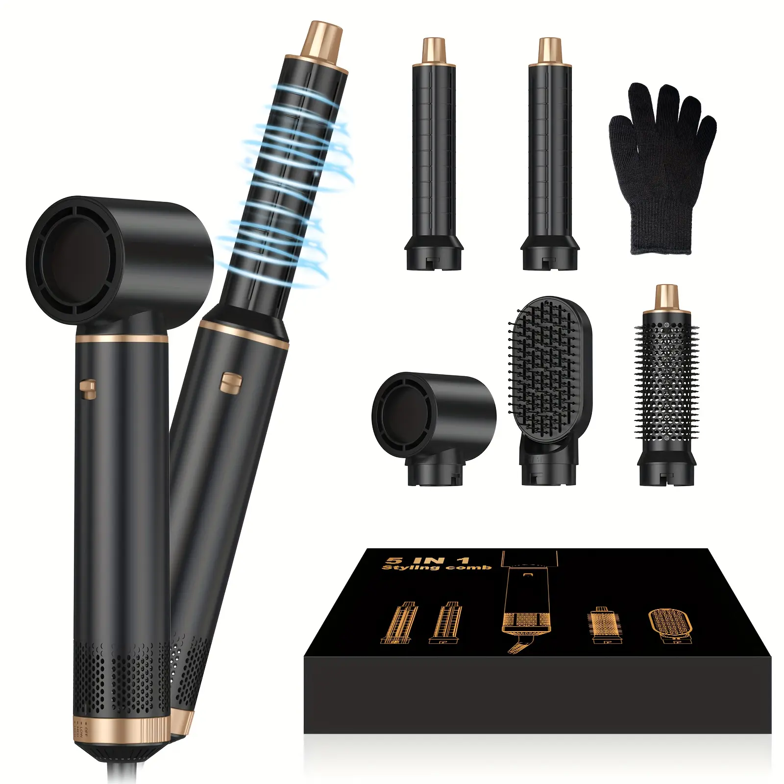 5 in 1 Blow Dryer Brush Hair Dryer Brush Detachable Hot Air Brush Curling Brush Iron Air Curling Wrap Styler Hair Styling Tools