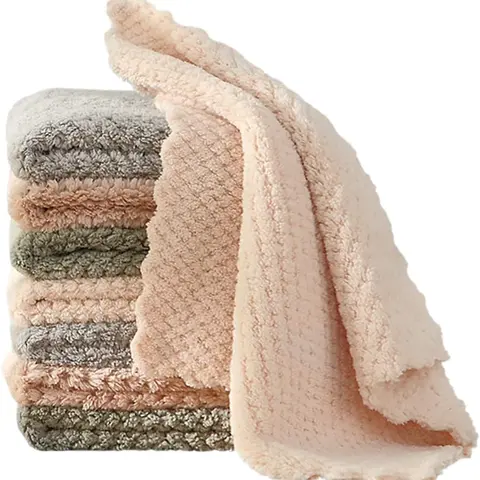 Dish Towels for Kitchen, 8 Pack Premium Coral Velvet Dish Cloths for Washing Dishes, Super Absorbent Coral Fleece Cleaning Cloths Microfiber