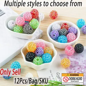 12/16/20mm Colorful Acrylic Beads Mix, 12pcs/set for Jewelry Making, DIY Accessories for Bracelet Necklace Earrings Pendant Beads Charms Accessories