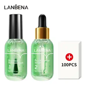 LANBENA Blackhead Remover Serum 2 in 1 Green Tea Oil Blackhead Removal Peel Off Mask 100 Pcs Pore Strips Skincare Comfort Acne Treatment Essence