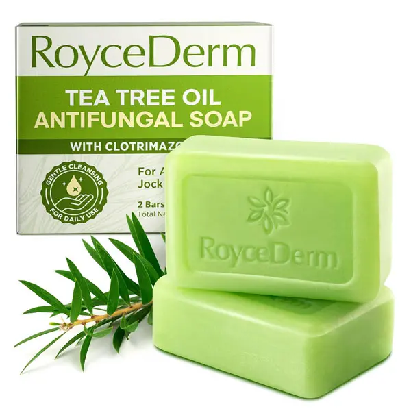 Roycederm Antifungal Bar Soap - Tea tree Oil Soap - Athlete’s Foot Treatment for Jock Itch & Ringworm - Medicated Antifungal Soap with Clotrimazole 1% - Tea Tree Oil Scent, 1 Pack