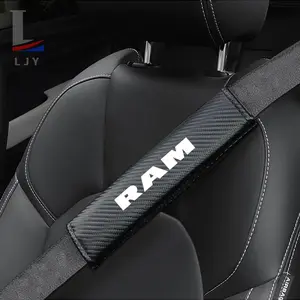 Dodge RAM Carbon Fiber Striped Seat Belt Shoulder Pads, Easy to Install and Clean, Premium Car Accessories for Comfort