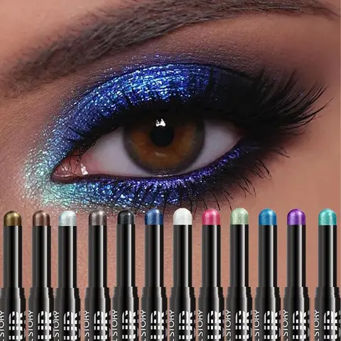 Long Lasting Glitter Eyeshadow Pen, 12pcs/set Shimmering High Pigmented Eyeshadow, Colorful Eye Makeup Products for All Styles and Occasions, Cosmetic Glitter Palette, Glitter Beauty, Enhance Eye Makeup