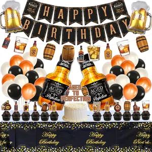 Whiskey Birthday Party Decorations for Men Aged to Perfection Party Supplies Include Birthday Banner Whiskey Garland