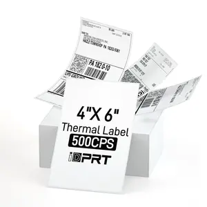 iDPRT 4" x 6" Direct Thermal Labels, 500 Labels, Fanfold Shipping Package Labels, Perforated White Mailing Labels, Commercial Grade, Permanent Adhesive, Compatible with Most Thermal Printers