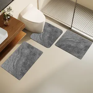 Bathroom Mat 3-Piece Set, 0.3-Inch Thick, Rubber Non-Slip Foot Pad, Absorbent Quick-Dry Mat, Suitable For Bathroom Entrance, Under Sink, Toilet Mat, Kitchen Damp Areas, Hotels, Guesthouses, Etc.