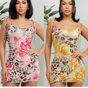Jimena Floral and Leopard Print Mini Dress