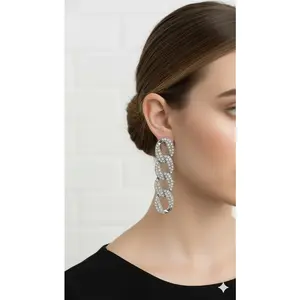 Rhinestone Chandelier Tassel Earring With Crystals | Zebaish Wigs and Extensions