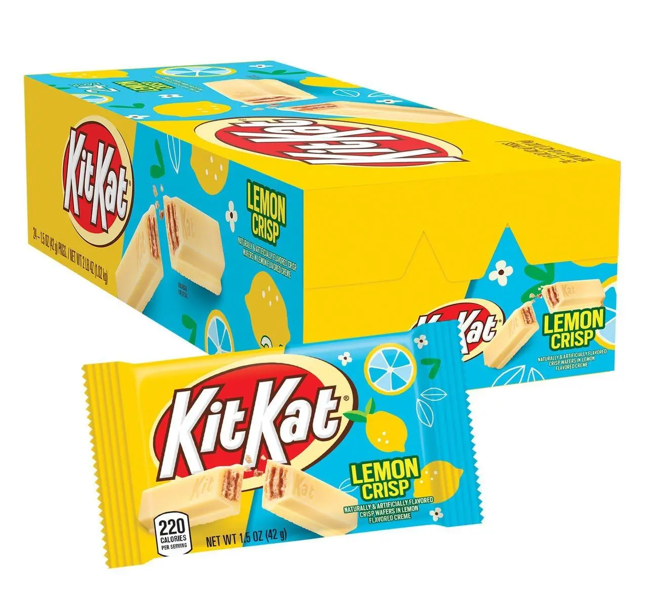 Kit Kat Lemon Crisp White Chocolate Wafer Candy Bar 1.5 oz 24 ct