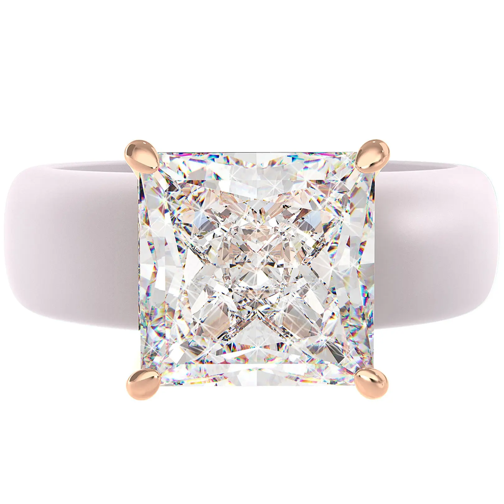 Silicone Ring for Women - 8×8 mm Princess Cut CZ | Patented Design - GlowStone Collection Statement Rings