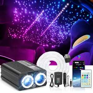 Dual Port 32W Twinkle Meteor 2 in 1 Starlight Headliner Light Kit with 1200pcs 13.1ft   Starlight Car Roof   Fiber Optical Cable RGBW Light Source Sound Activated APP/Remote Control for Car/Home/Party