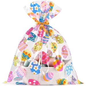 Easter Bags 10 count Cellophane Bags 20x24 Inch Cellophane Wrap for  Baskets Clear Plastic Easter Basket Bags