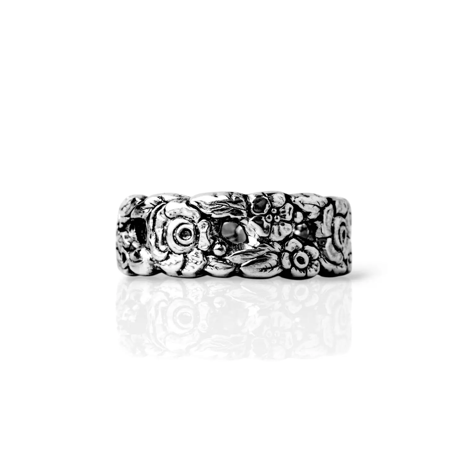 Silver Valentine - Handcrafted Stainless Steel Floral Spoon Ring
