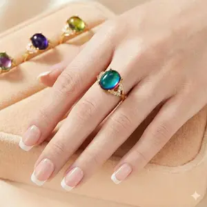 Aura-Reading Magic Mood Ring with Mystical Micro-Inlaid Diamonds - Unisex Open Adjustable Divine Protection Ring - Talisman for Mindful Living