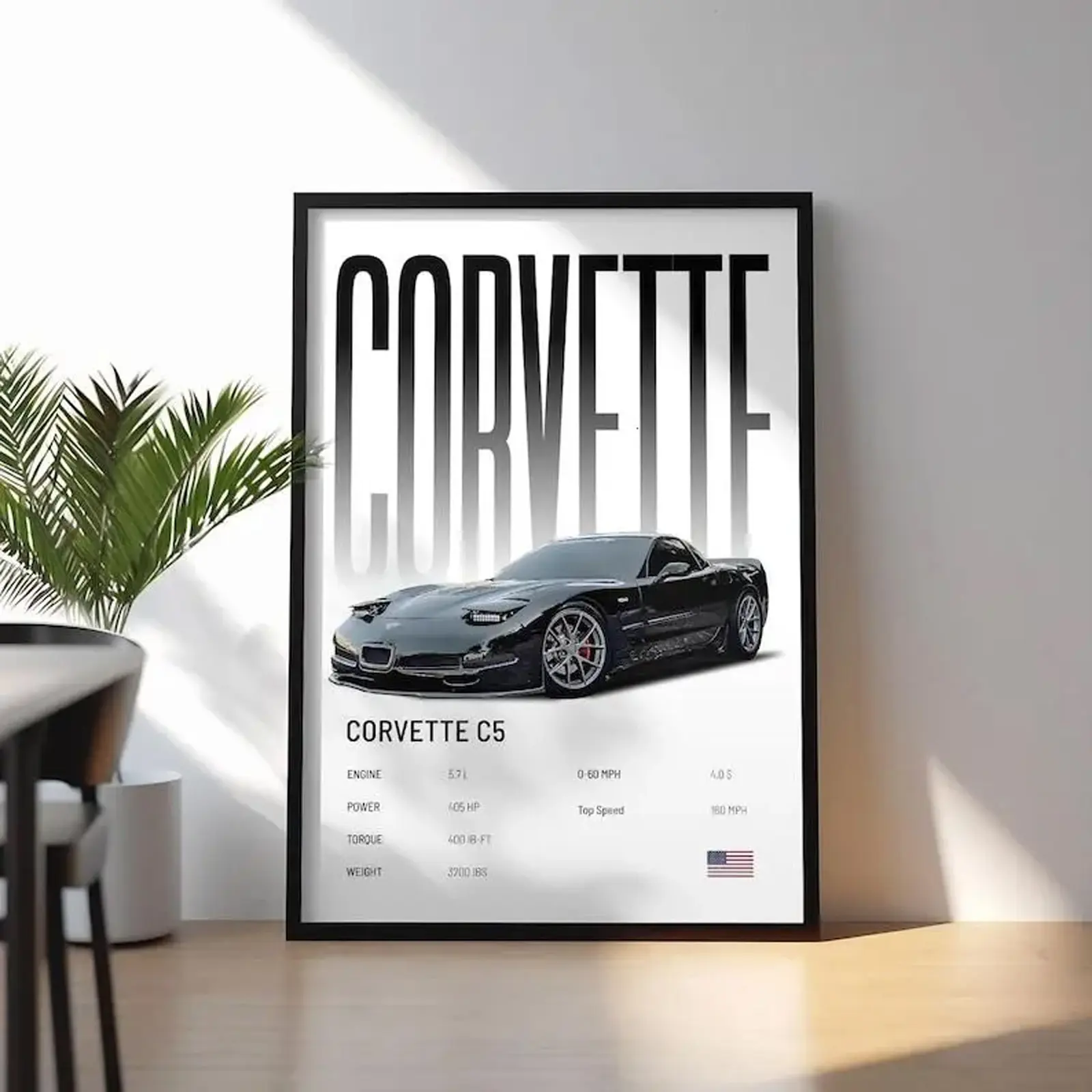 [Sale up to 30% – Ends Soon] Corvette C5 Poster Hyper Car Premium Wall Art Poster Unframed HD Print Home Office Decor Unique Trendy Gift